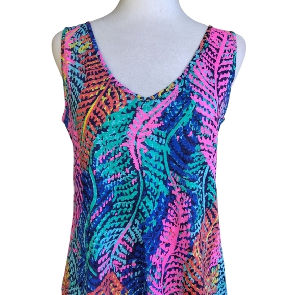 Lilly Pulitzer Double V Electric Feeling Cotton Tank Top Size Small - Picture 3 of 9